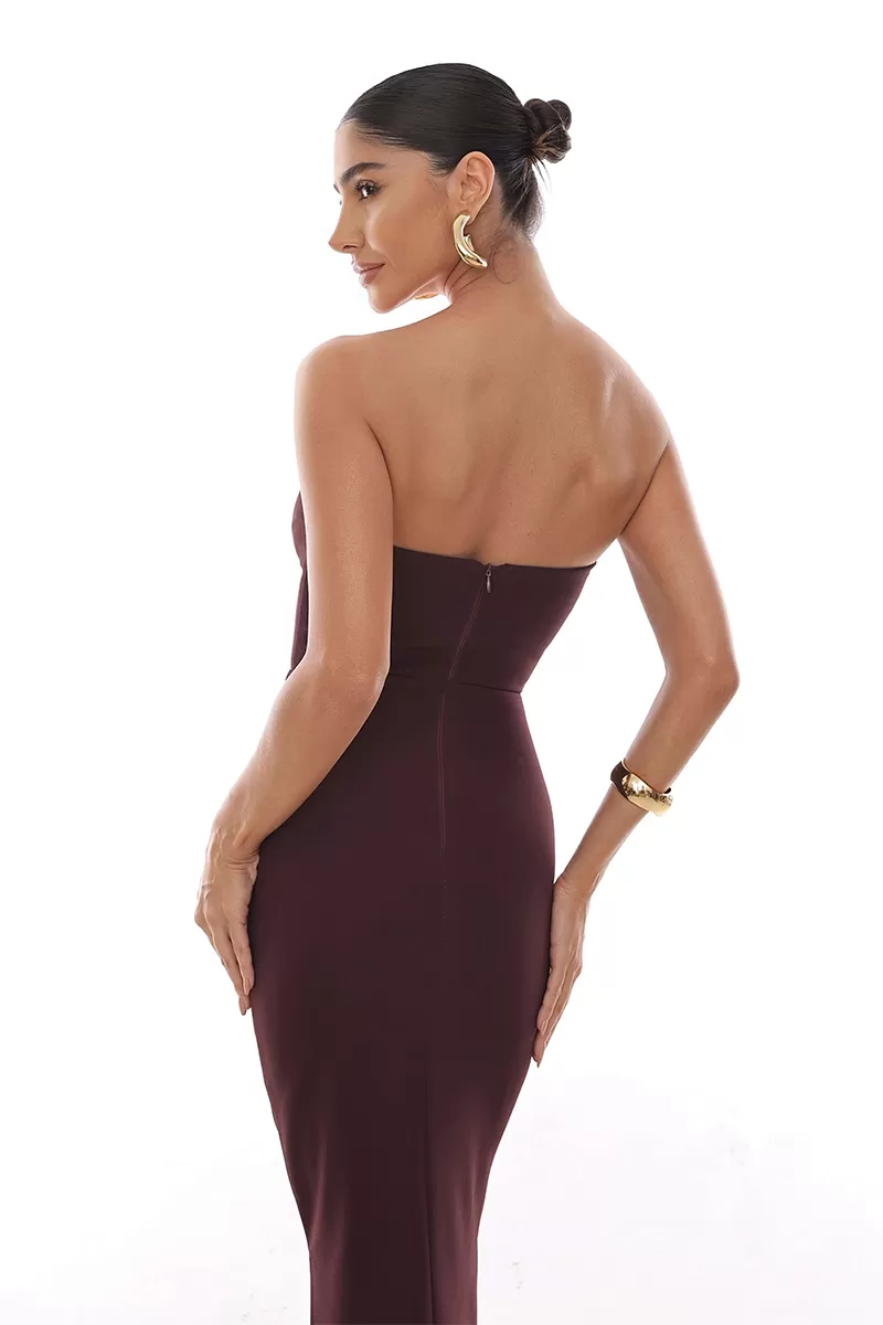 Dot Clothing - Vestido Dot Clothing Midi TQC Marrom - 2055MARROM