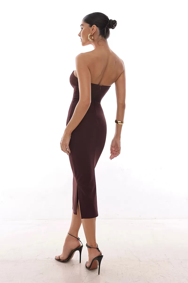 Dot Clothing - Vestido Dot Clothing Midi TQC Marrom - 2055MARROM