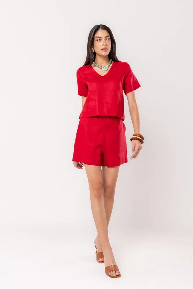 Hidrogênio - BLUSA DE LINHO PURO DECOTE V SAUVIGNON - 20348589