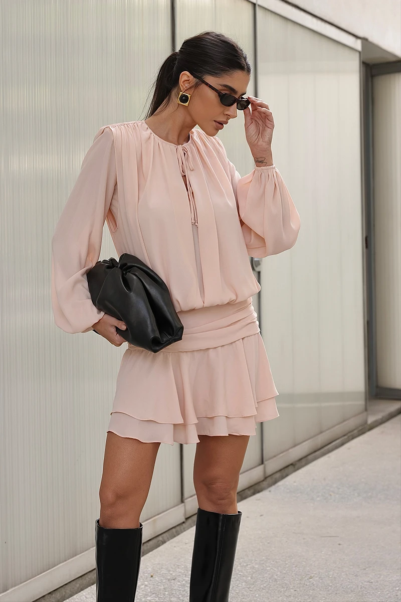 Dot Clothing - Dress Dot Clothing Short Double Skirt Pink - 2759ROSA