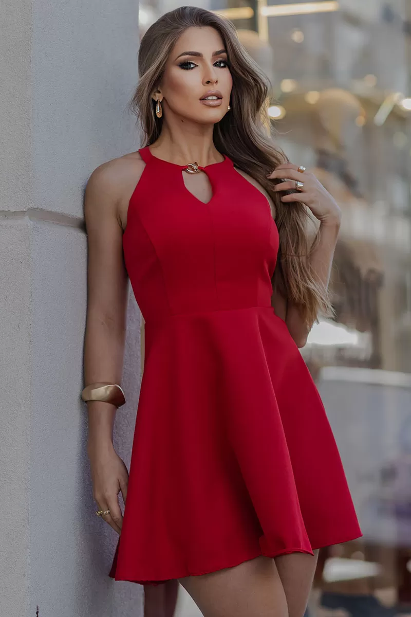 Miss Misses - Tereza workout wheeldo dress with red metal detail - 54597024