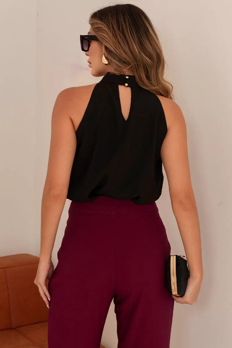 Miss Misses - Irene Shirt with Black Metal Flower Detail - 54584001