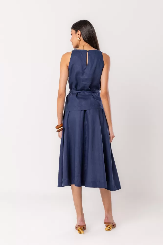 Hidrogênio - Tank Top with Navy Blue Roller Belt - 20493004