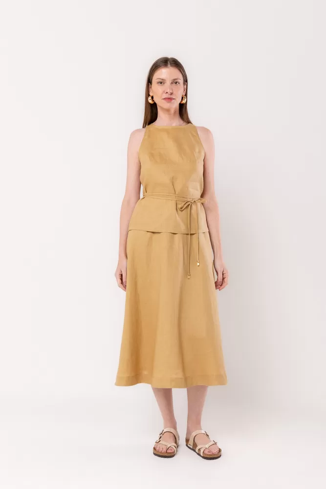 Hidrogênio - REGATA DE LINHO PURO C/ CINTO ROLETE CANGURU - 20493580