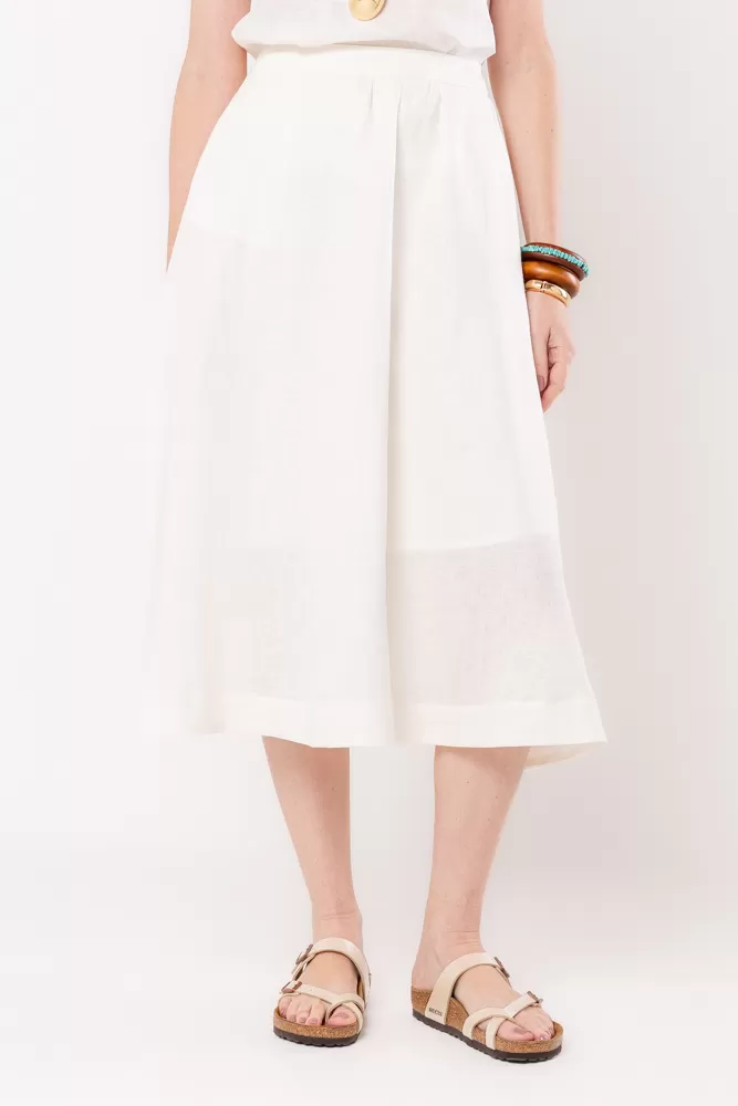 Hidrogênio - SAIA DE LINHO PURO GODE BÁSICA OFF WHITE - 20494018