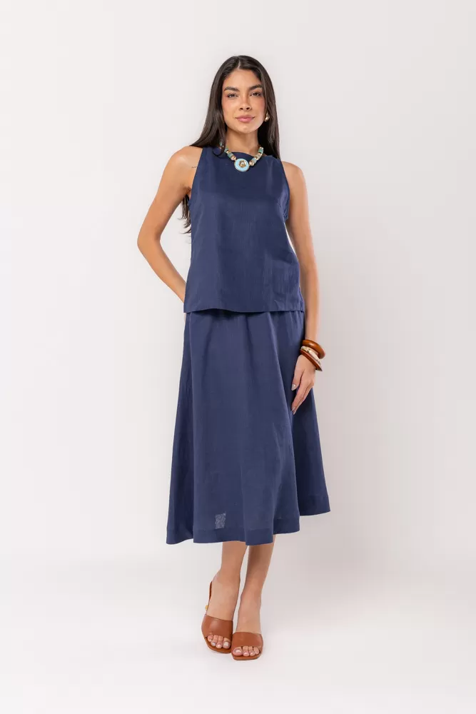 Hidrogênio - BASIC NAVY GODE SKIRT - 20494004