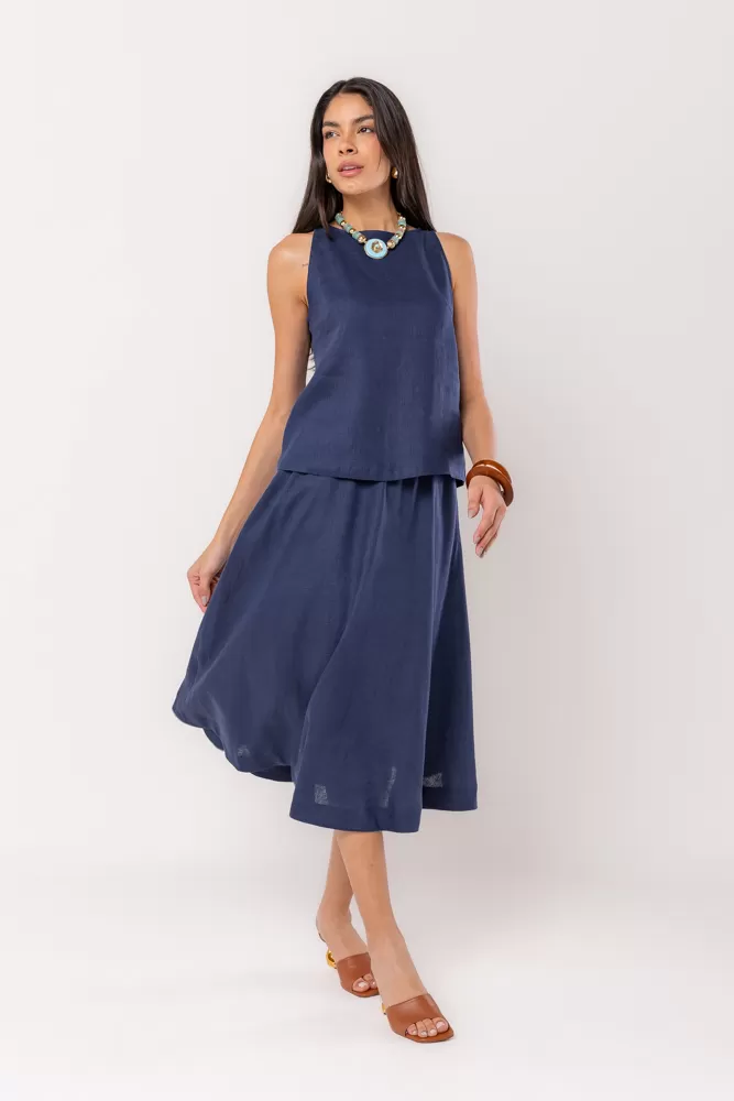 Hidrogênio - BASIC NAVY GODE SKIRT - 20494004