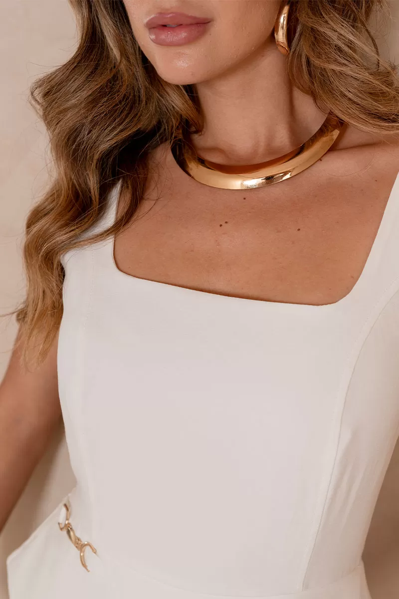 Miss Misses - Tiffany Short Tube Dress with Off-White Metal Detail - 54601030