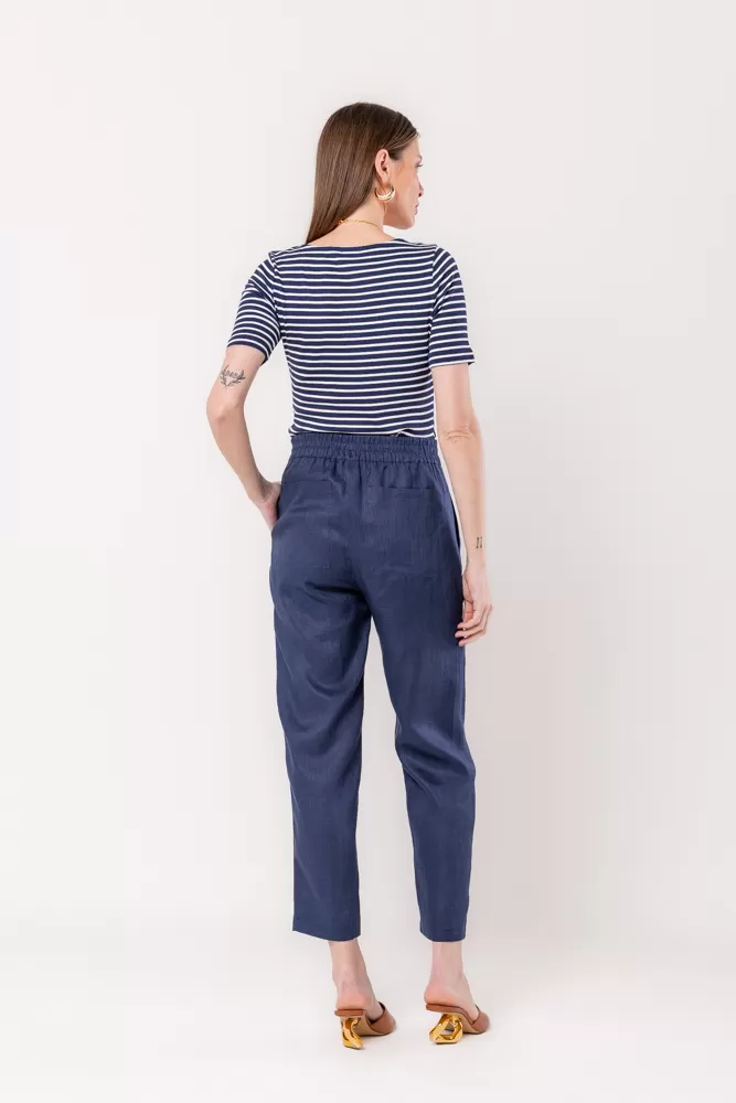 Hidrogênio - NAVY STRIPED V-NECK BLOUSE - 20532004
