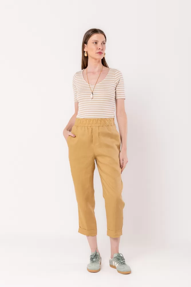 Hidrogênio - NATURAL STRIPED V-NECK TOP - 20532182