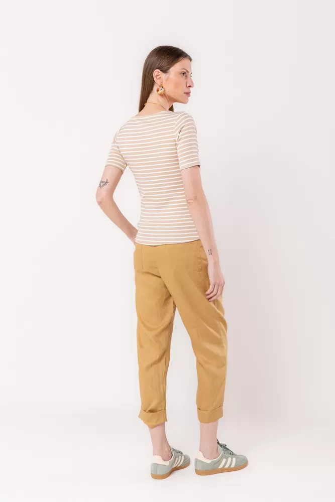 Hidrogênio - NATURAL STRIPED V-NECK TOP - 20532182