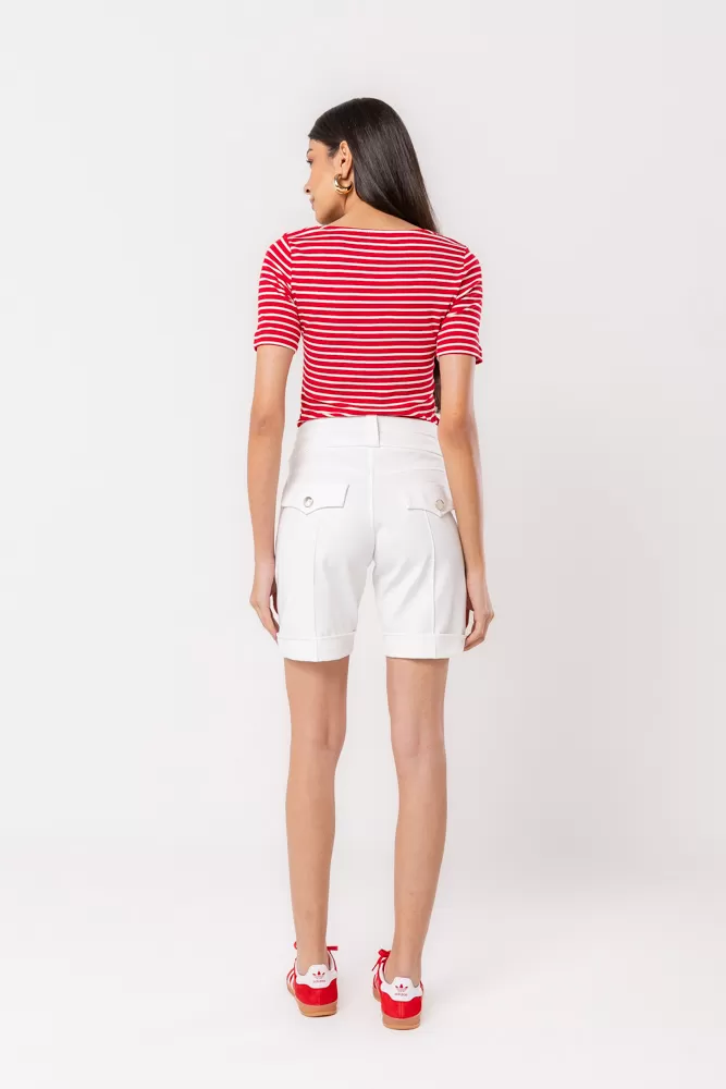 Hidrogênio - RED STRIPED V-NECK TOP - 20532008