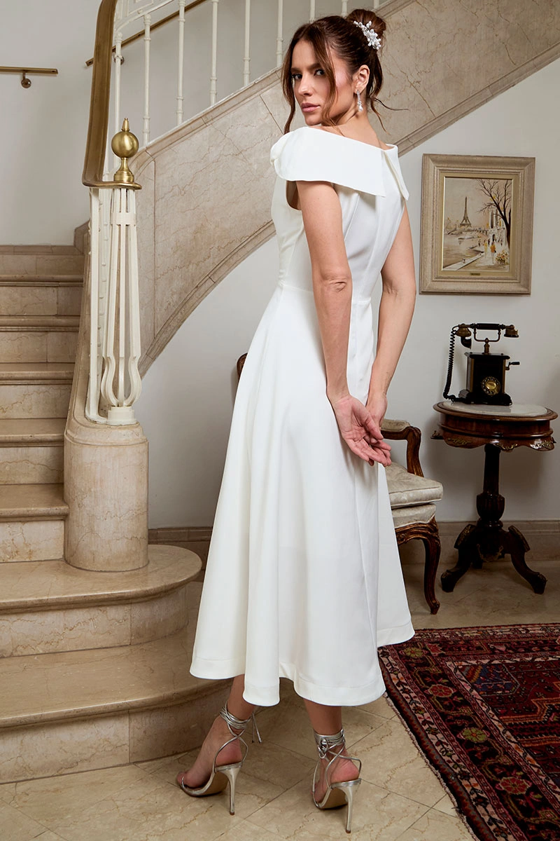 Miss Misses - Vestido Hilda Midi Evasê Off White - 54592030