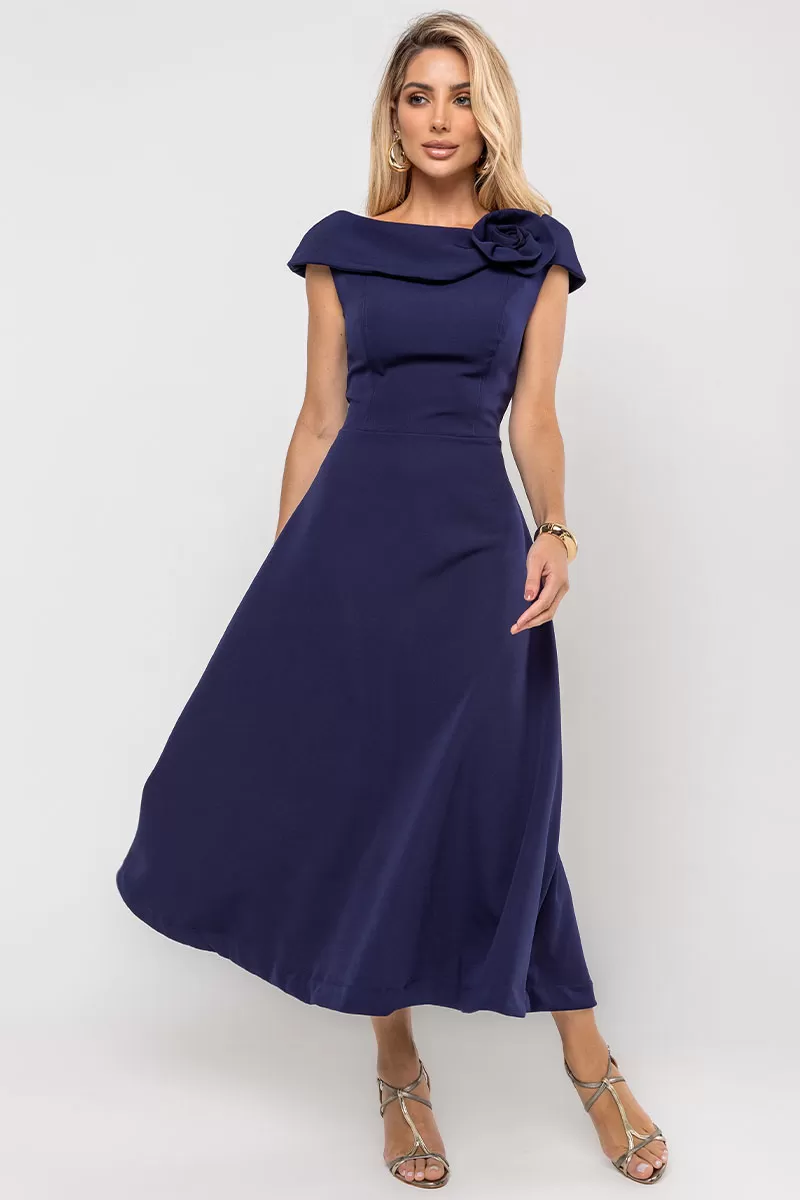 Miss Misses - Vestido Hilda Midi Marinho - 54592004