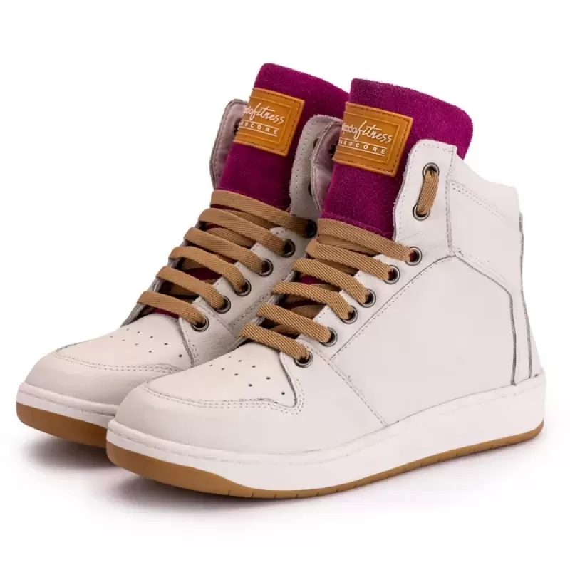 Trincks Calçados - Sneaker Couro Legitimo Off-White/Roxo - 20300
