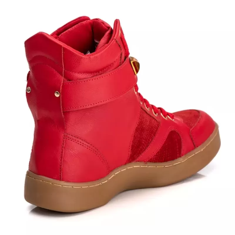 Trincks Calçados - Tênis Sneaker Couro Legitimo Vermelho - 10100
