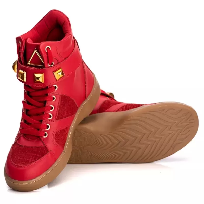 Trincks Calçados - Tênis Sneaker Couro Legitimo Vermelho - 10100