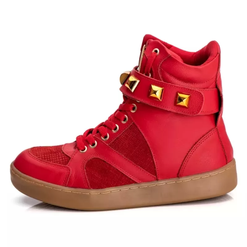 Trincks Calçados - Tênis Sneaker Couro Legitimo Vermelho - 10100