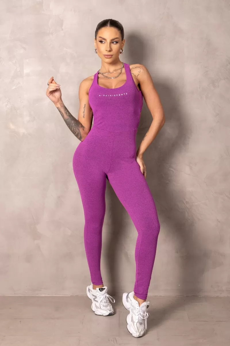 Hipkini - Brighten Raspberry Fitness Jumpsuit with silk - 33331236