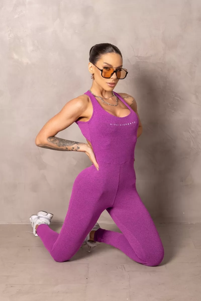 Hipkini - Brighten Raspberry Fitness Jumpsuit with silk - 33331236