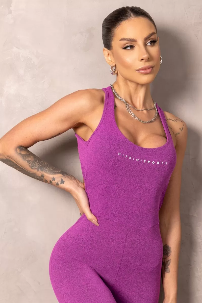 Hipkini - Brighten Raspberry Fitness Jumpsuit with silk - 33331236