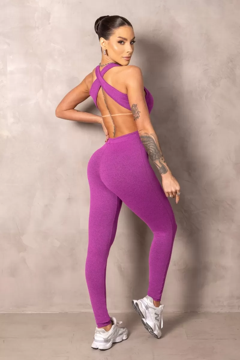 Hipkini - Brighten Raspberry Fitness Jumpsuit with silk - 33331236