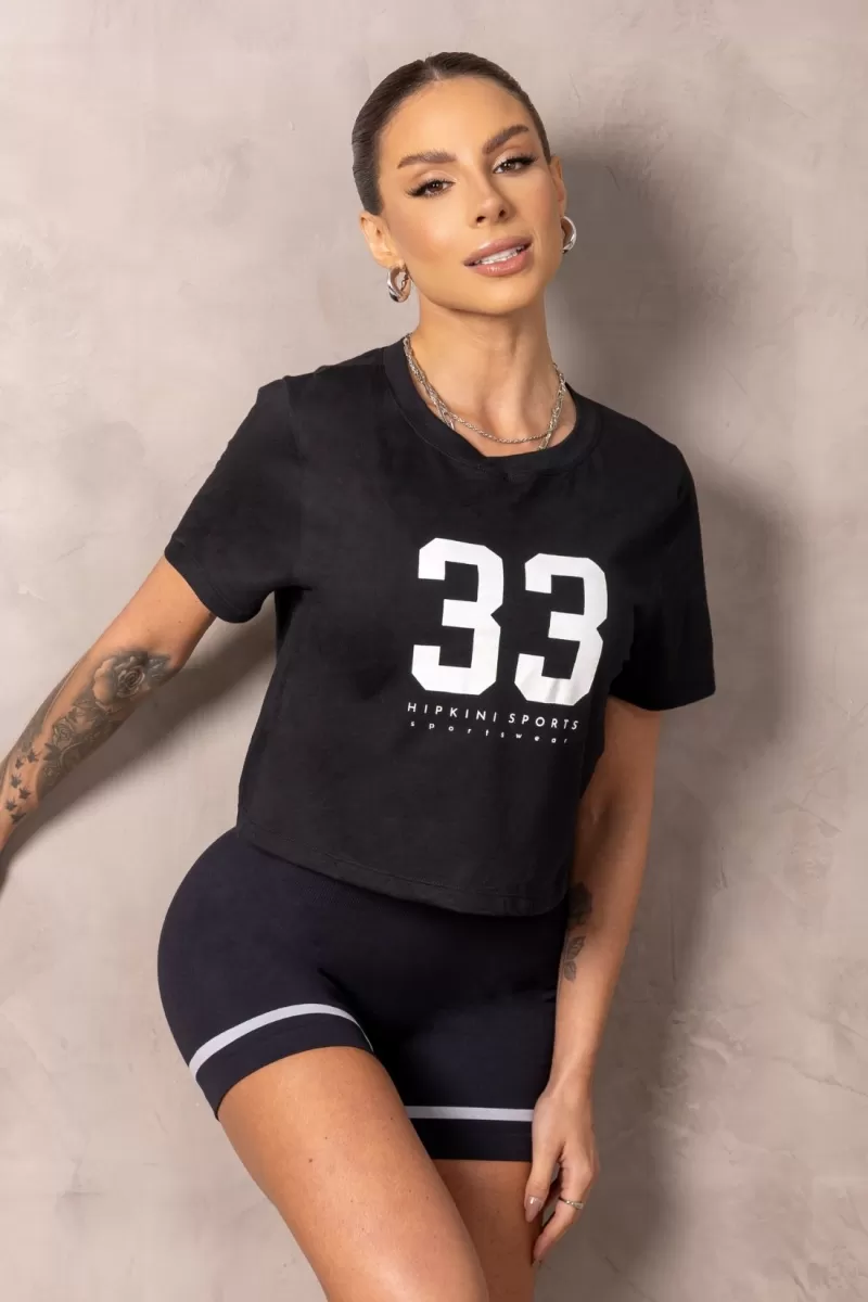 Hipkini - Shirt Cropped Fitness Brighten Black - 33331208