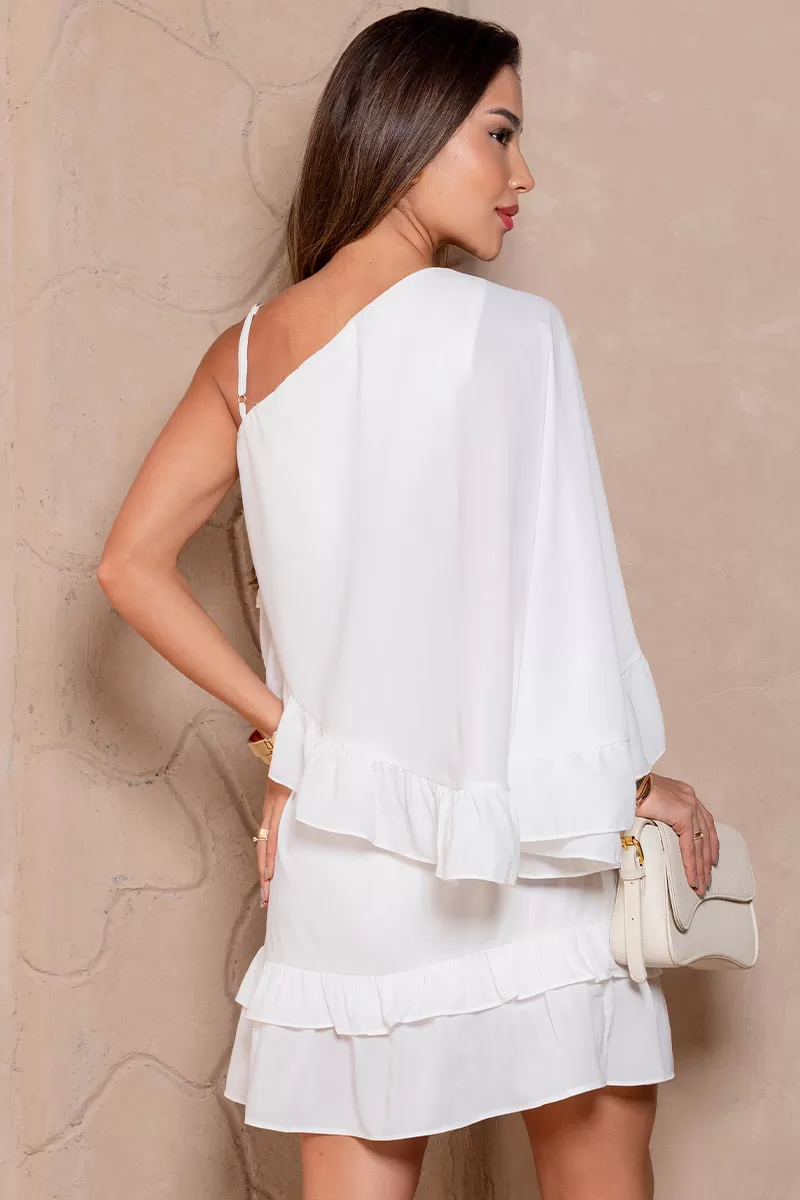 Miss Misses - Kiara Midi One Shoulder Dress with White Frill - 80578005