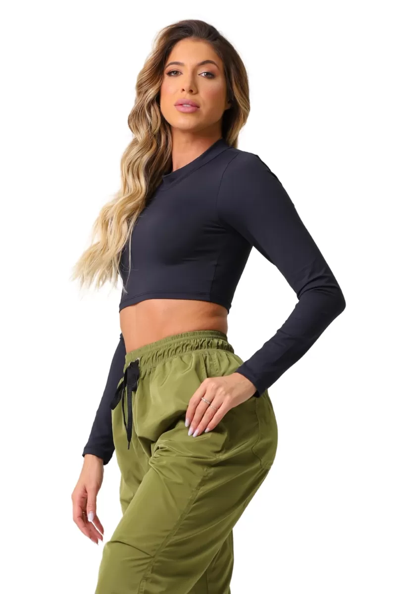 Garotafit - Cropped Bold Preto - BL243A