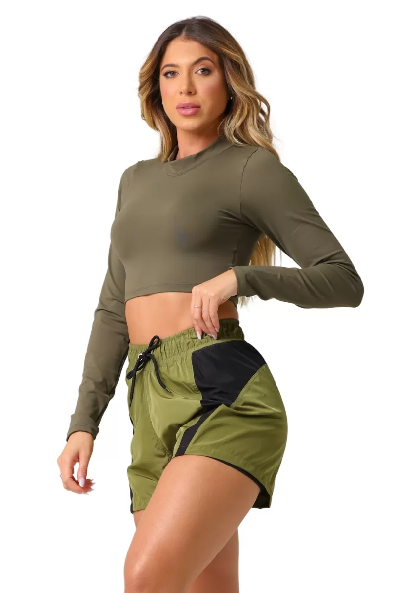 Garotafit - Military Green Bold Crop Top - BL243HM