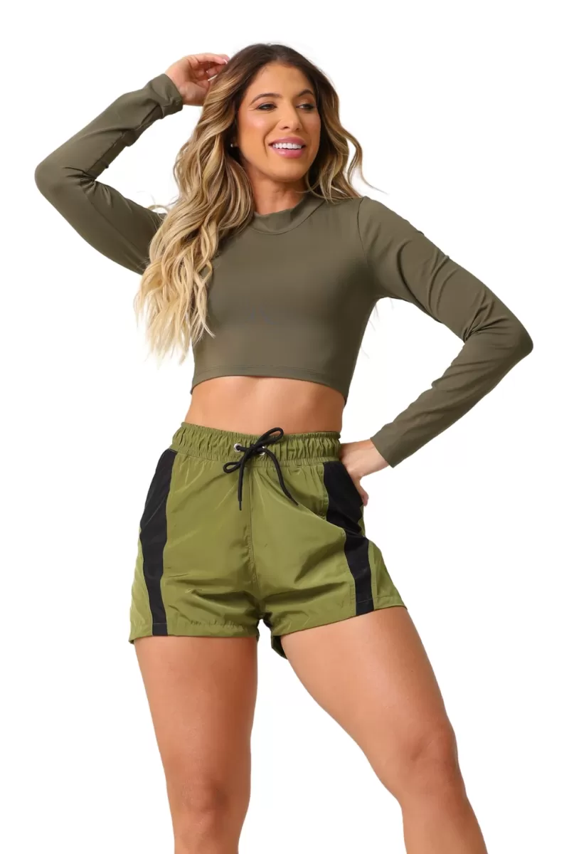 Garotafit - Cropped Bold Verde Militar - BL243HM