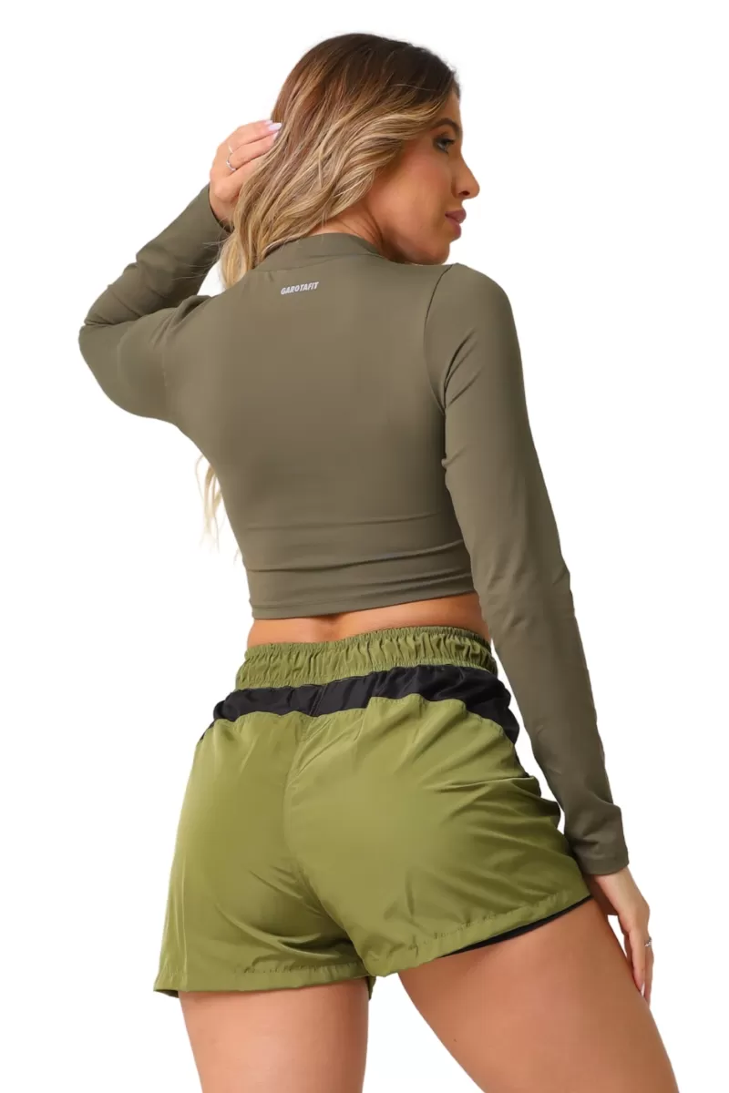 Garotafit - Military Green Bold Crop Top - BL243HM