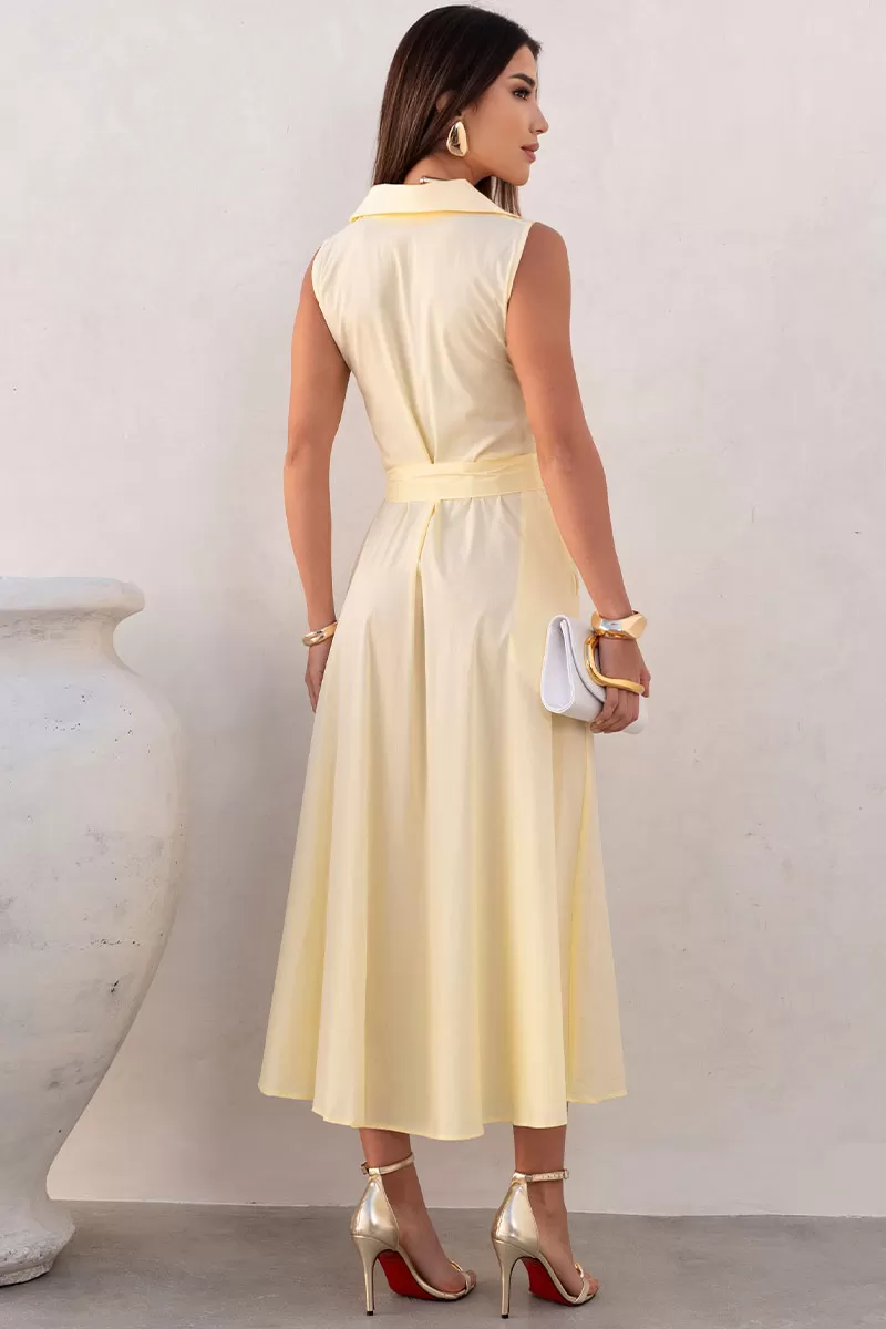 Miss Misses - Vestido Rose Midi Amarelo - 54602003