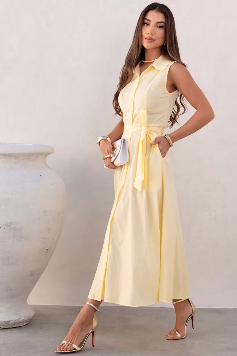 Miss Misses - Vestido Rose Midi Amarelo - 54602003