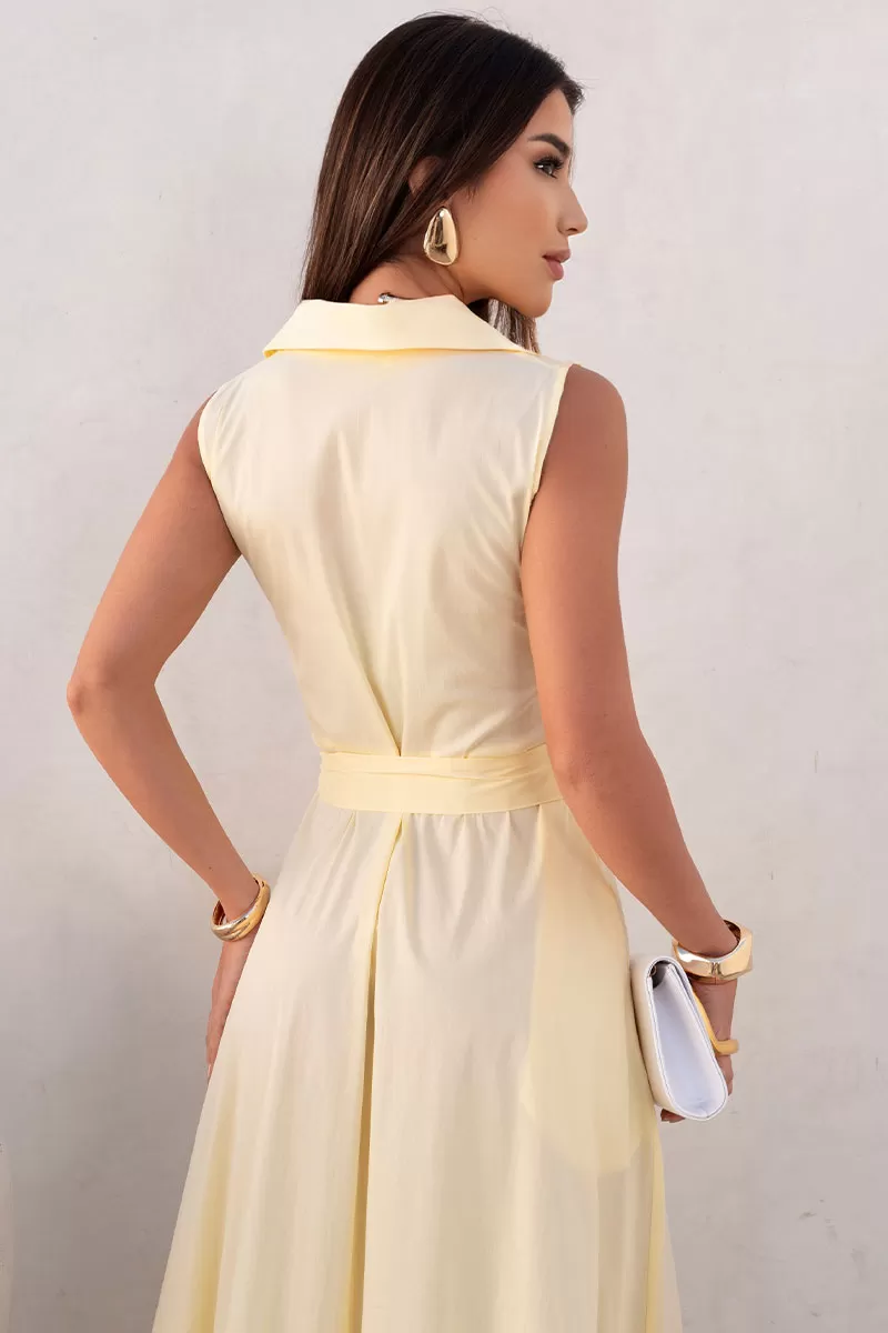 Miss Misses - Vestido Rose Midi Amarelo - 54602003