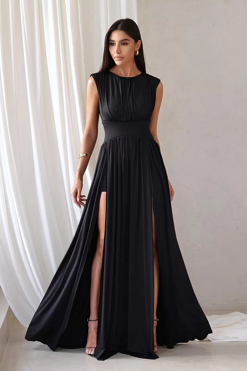 Dot Clothing - Vestido Dot Clothing Longo 2 Fendas Preto - 2776PRETO