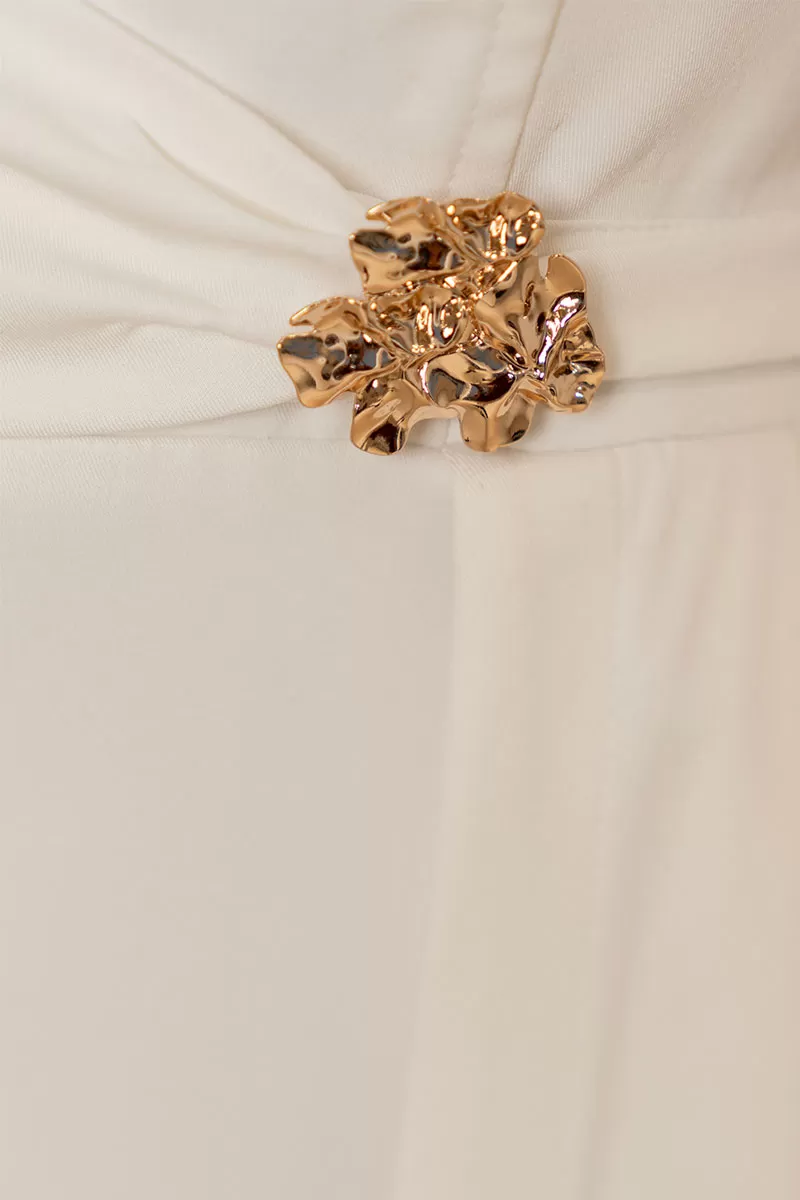 Miss Misses - Dress Fabricia MD With Straps And Metal Detail Off White - 54618030