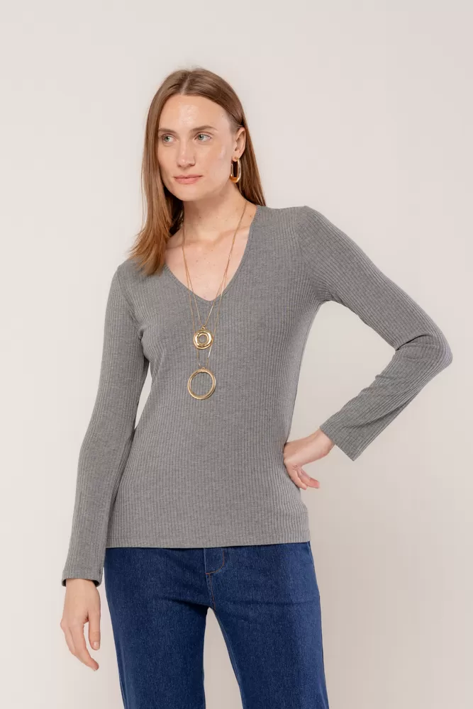Hidrogênio - LONG SLEEVE V-NECK BLOUSE MIXED - 18235014