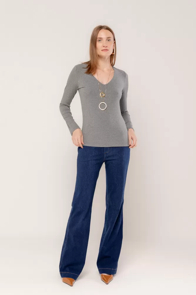 Hidrogênio - LONG SLEEVE V-NECK BLOUSE MIXED - 18235014