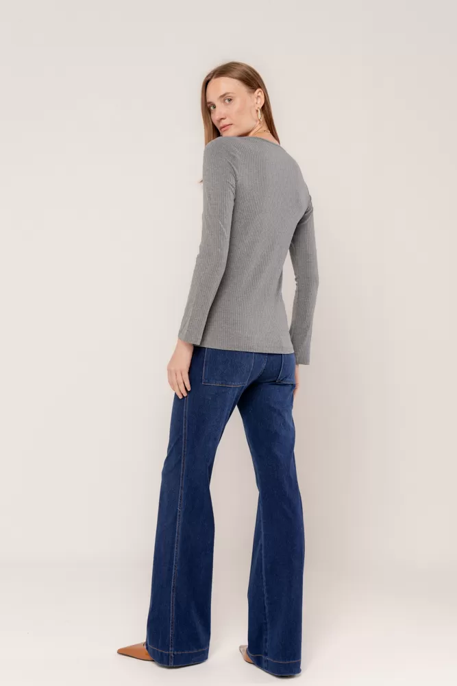Hidrogênio - LONG SLEEVE V-NECK BLOUSE MIXED - 18235014