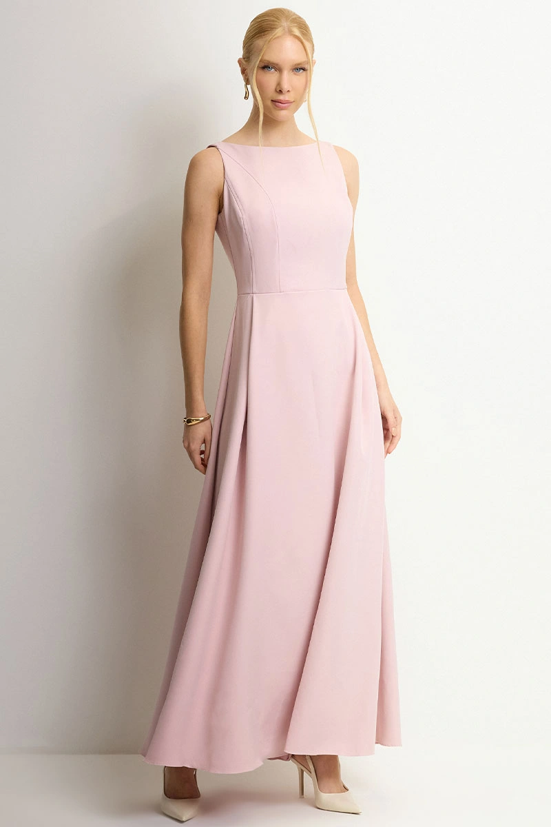 Miss Misses - Eliza Long Dress with Pink Zipper - 54632060