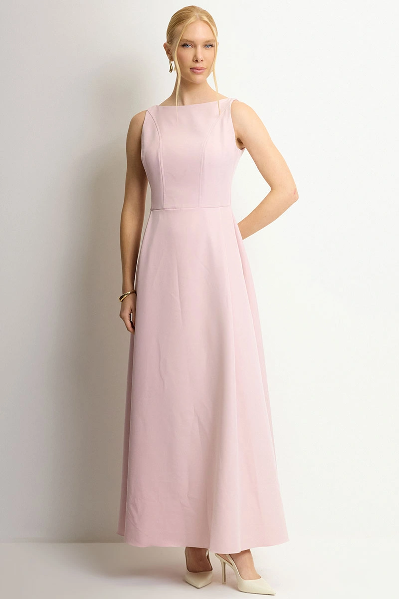 Miss Misses - Eliza Long Dress with Pink Zipper - 54632060