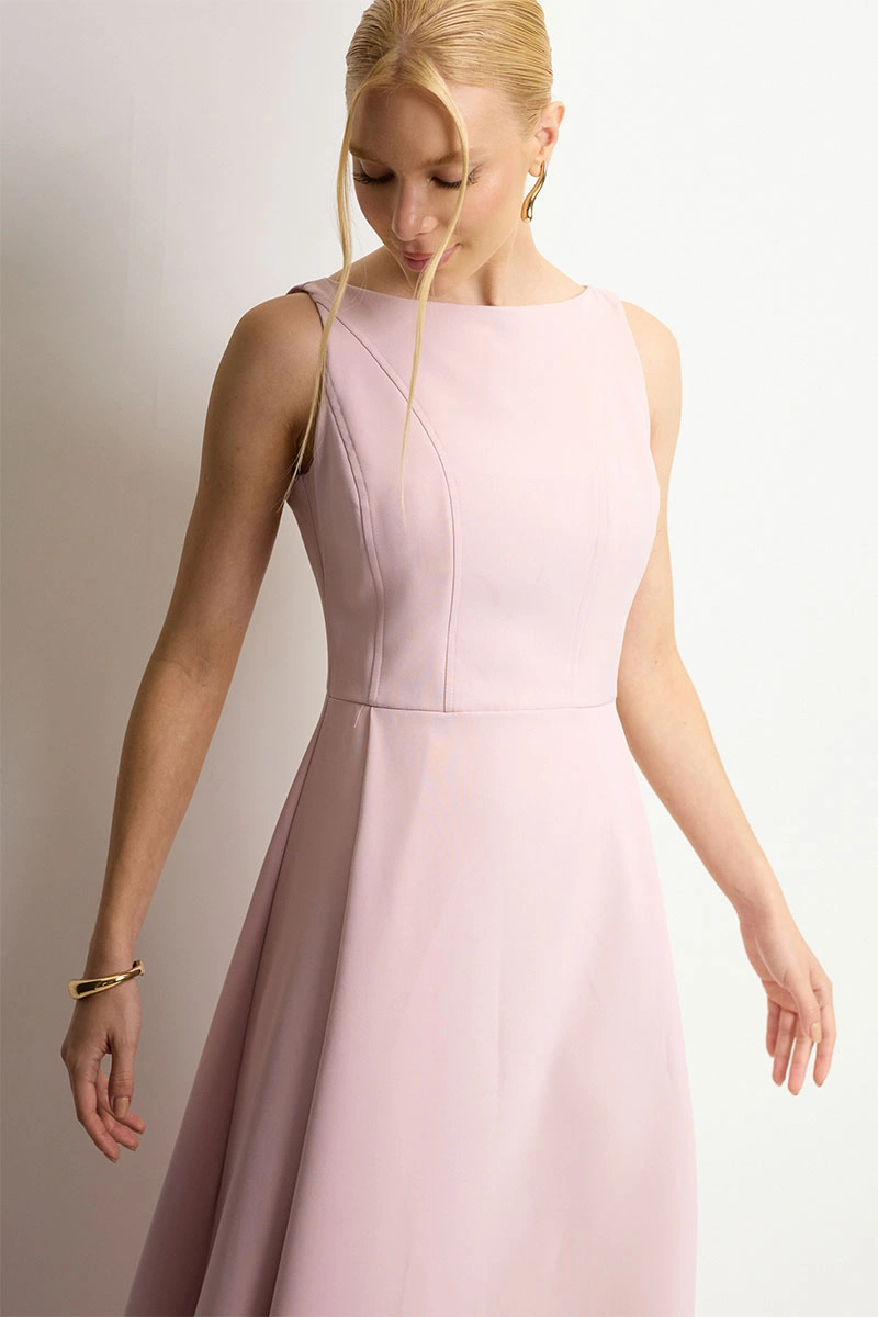 Miss Misses - Eliza Long Dress with Pink Zipper - 54632060