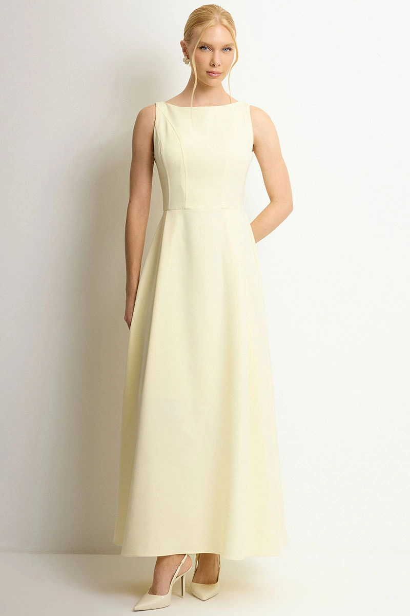 Miss Misses - Eliza Long Dress with Yellow Zipper - 54632003