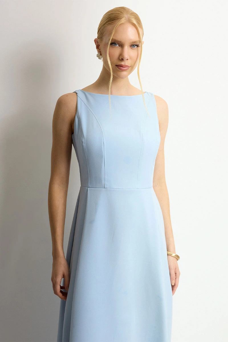 Miss Misses - Eliza Long Dress with Blue Zipper - 54632002