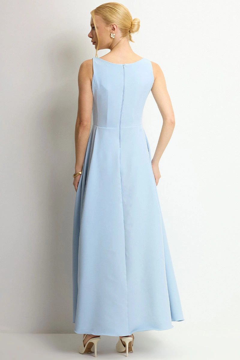 Miss Misses - Eliza Long Dress with Blue Zipper - 54632002