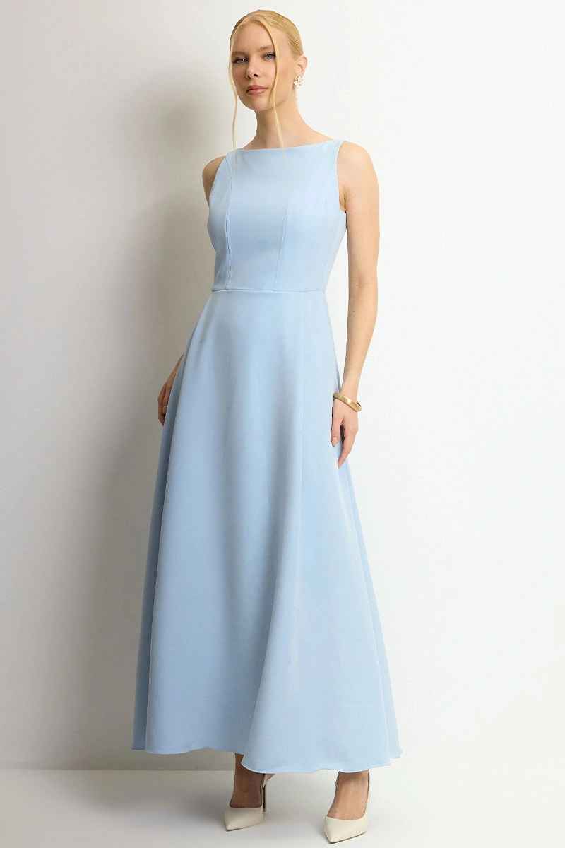 Miss Misses - Eliza Long Dress with Blue Zipper - 54632002