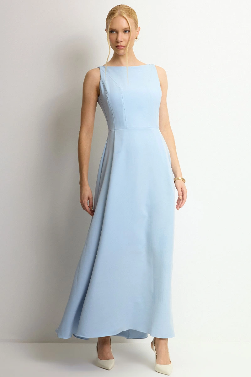 Miss Misses - Eliza Long Dress with Blue Zipper - 54632002