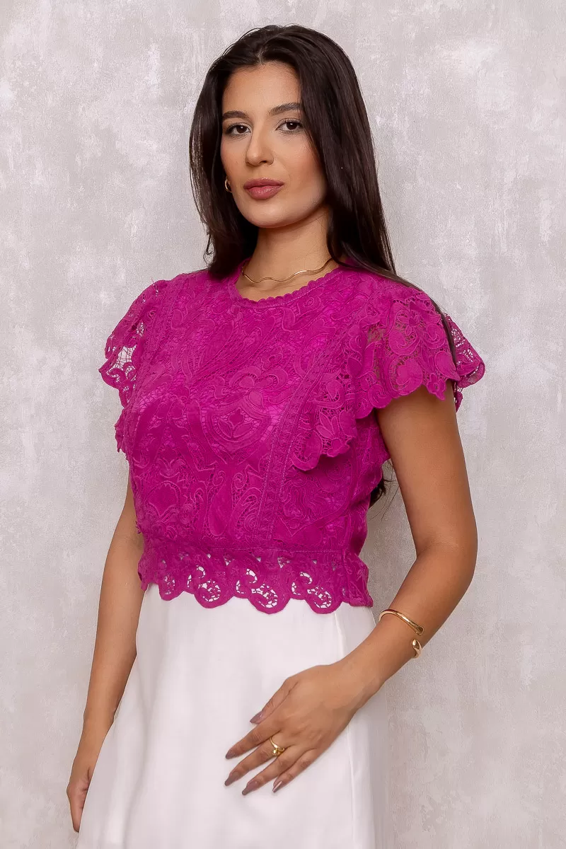 Dress Us - Olivia Fuchsia Lace Shirt - D0007FUCSIA