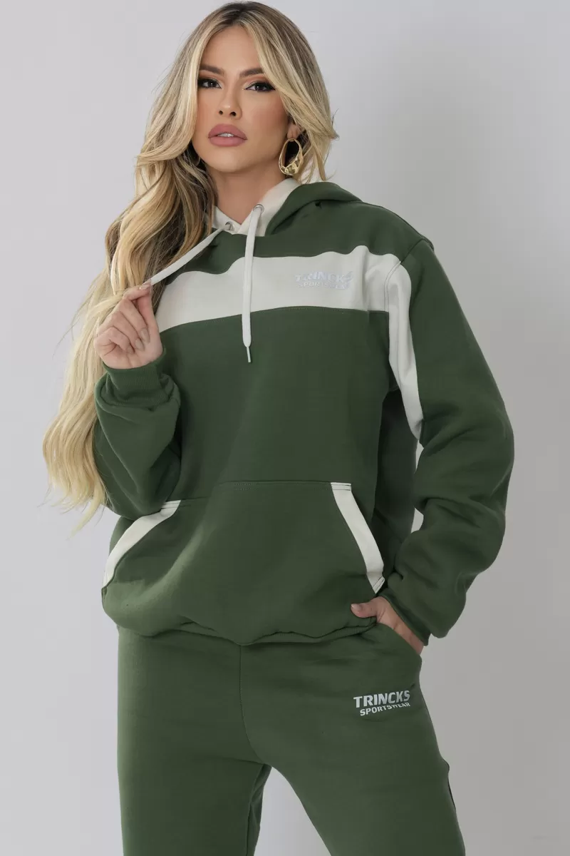 Trincks - Conjunto Moletom Verde E Off - 